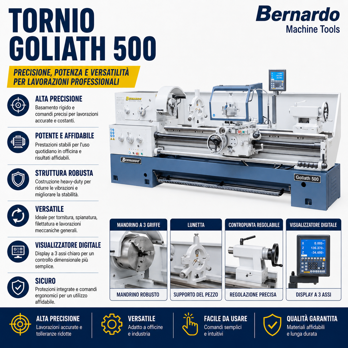 Torno para metal Bernardo Goliath 500 x 2000