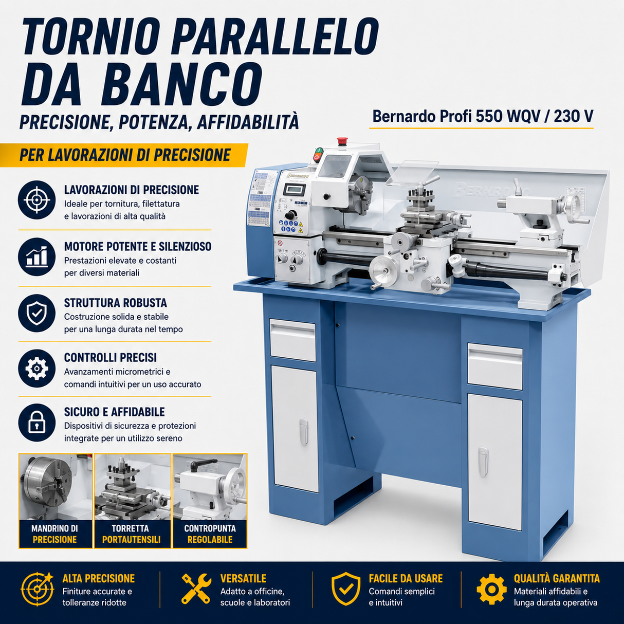 Torno para metal Bernardo Profi 550 WQV