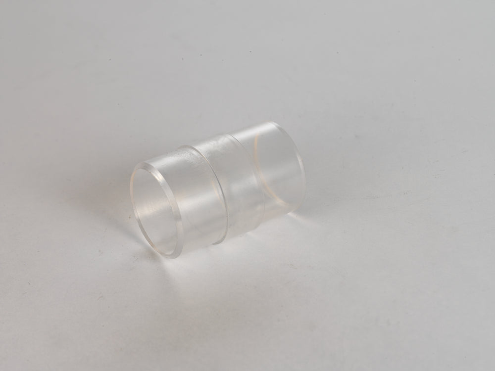 Connettore interno trasparente Record Power CVA250-21-102 per unire tubazioni di aspirazione da 2,5″, ideale per mantenere continuità e controllare visivamente il flusso delle polveri.