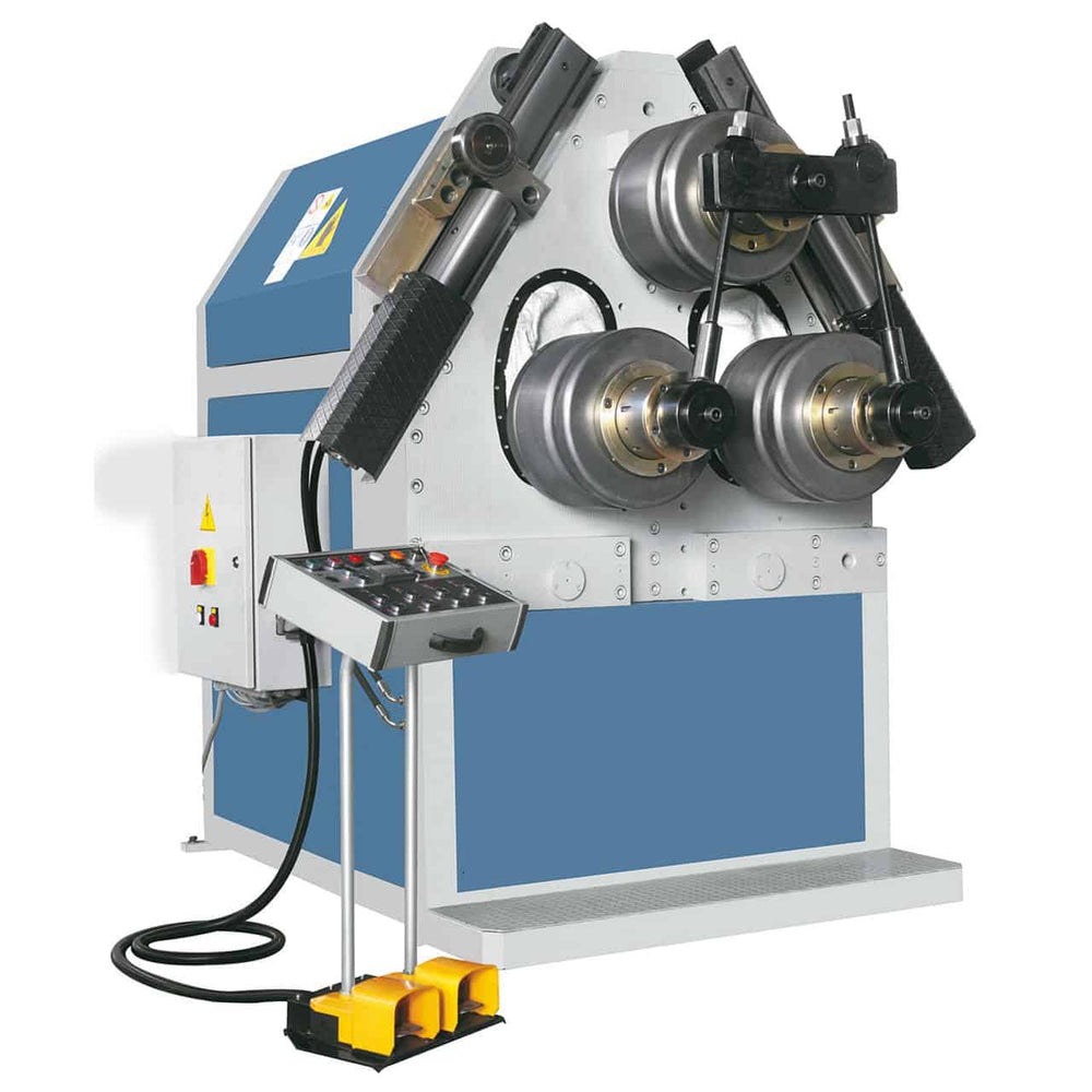 Curvatrice ad anello idraulica Bernardo BPK 120 H con rulli da 390 mm e motore idraulico da 15 kW, ideale per grandi tubi e profili.