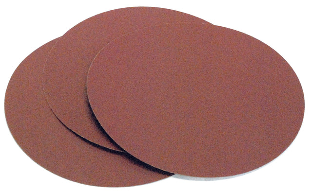 Set da 3 dischi abrasivi autoadesivi Record Power da 250 mm grana 60, ideali per levigatura e sgrossatura con BDS250.