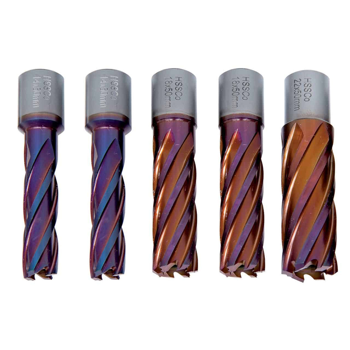 Fresa a corona HSSCO5 CDL in nACO, 14/18/22 mm, profondità di foratura 50 mm,5 pezzi