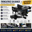 Troncatrice combinata da banco Güde TKGS 210 con laser integrato, ideale per tagli precisi e versatili su legno e pannelli con guida visiva per maggiore accuratezza.