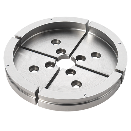 Ganasce Record Power da 130 mm con profilo a coda di rondine e coda di rondine inversa, ideali per tornitura di grandi ciotole e serraggio su perni di grandi dimensioni.