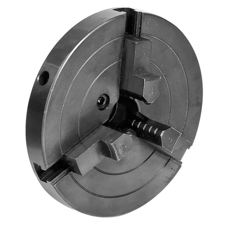 Mandrino a 3 griffe autocentranti da 125 mm con filettatura M33, ideale per il serraggio preciso e rapido di pezzi cilindrici su tornio.