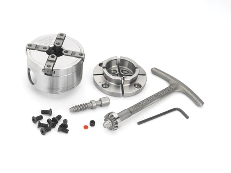 Mini mandrino Record Power SC2 con corpo da 65 mm e filettatura diretta 1-1/4” x 8 TPI, ideale per la tornitura di piccoli oggetti in legno con maggiore capacità di presa.