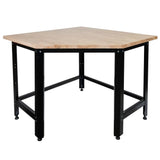 Modulo angolare Güde GW 600E con piano in legno di gomma massello e struttura in acciaio, ideale per completare banchi Eco Line in officina o garage.