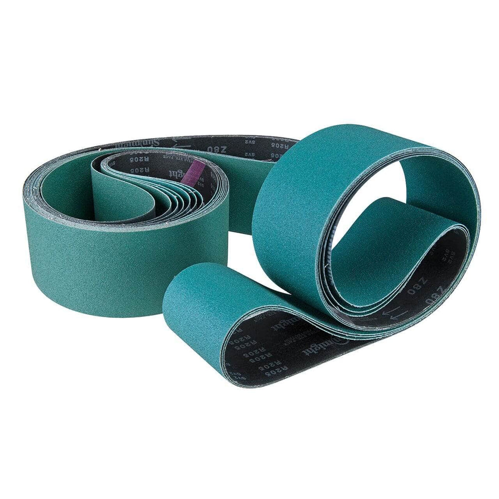 Nastro abrasivo professionale 2000 x 100 mm grana 80 per levigatura intermedia su acciaio inox e metalli duri.