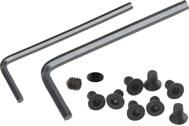 Kit di ricambi Record Power con viti, chiavi esagonali, grano cieco e rondella fibra per manutenzione mandrini SC3 e SC4.