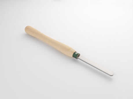 Sgorbia a profilo bombato Record Power 19 mm con lama in HSS e manico in faggio, ideale per rifinitura interna delle ciotole al tornio.