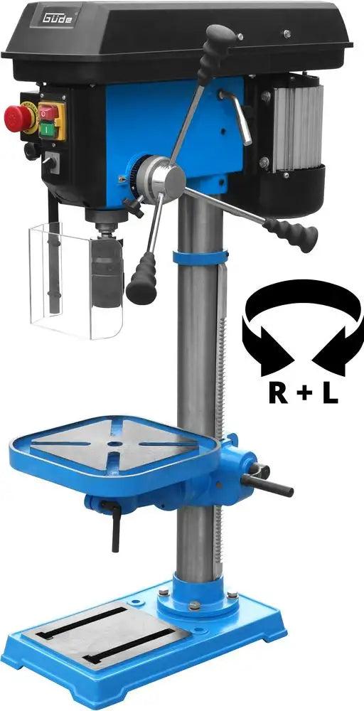 Trapano a colonna Guede GTB 20/812 R+L con motore 800 W trifase, mandrino rapido e rotazione destra/sinistra, ideale per officine e hobbisti esperti.