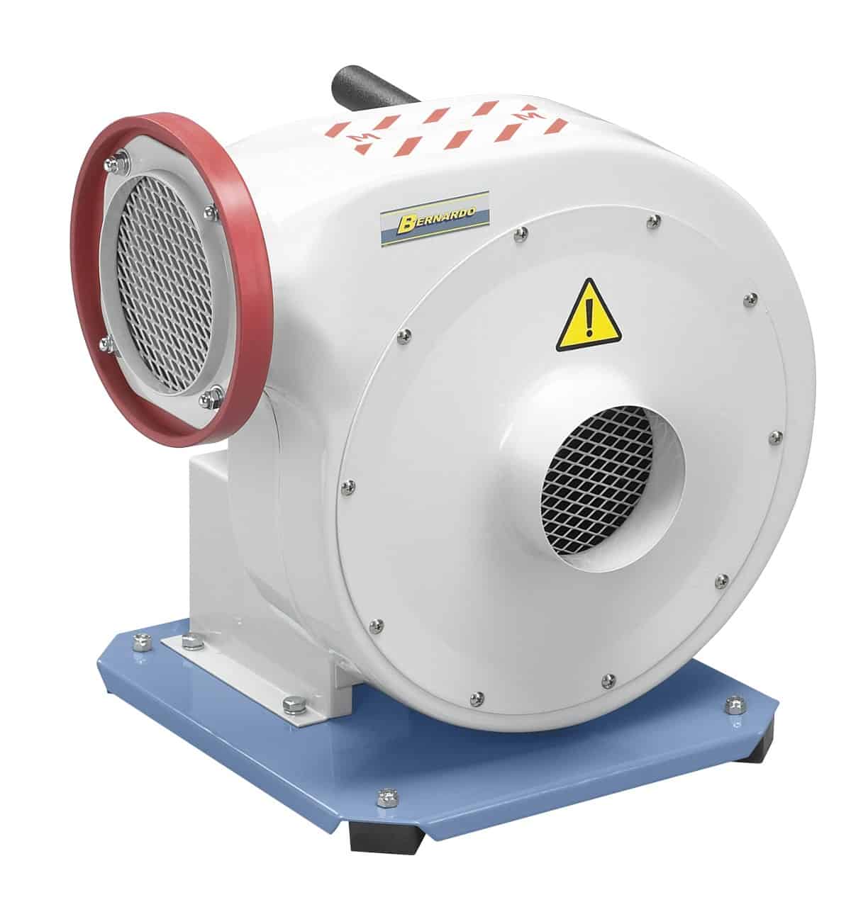 Ventilatore centrifugo Bernardo SF 1000 B con corpo in acciaio verniciato a polvere, maniglia di trasporto e base stabile, ideale per aspirazione mobile di fumi e polveri.