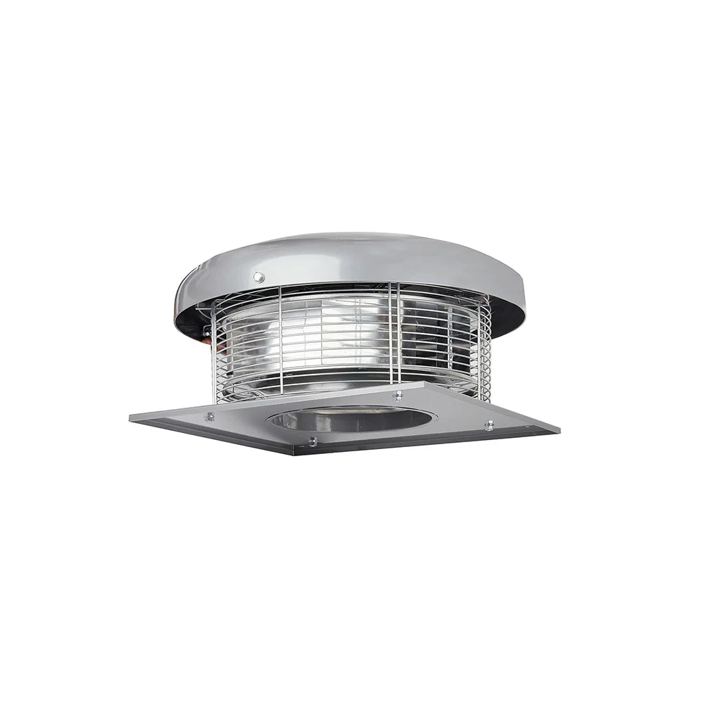 Ventilatore da tetto Reventon serie STORM 230V, progettato per l’estrazione d’aria in ambienti industriali e commerciali. Struttura resistente alle intemperie, motore elettrico ad alta efficienza e girante assiale per un’ottima ventilazione verticale. Ideale per migliorare la qualità dell’aria e ridurre l’umidità in capannoni e grandi edifici.