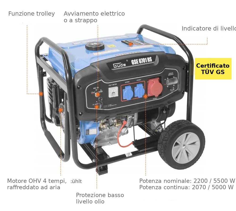 Generatore a benzina Güde GSE 6701 RS
