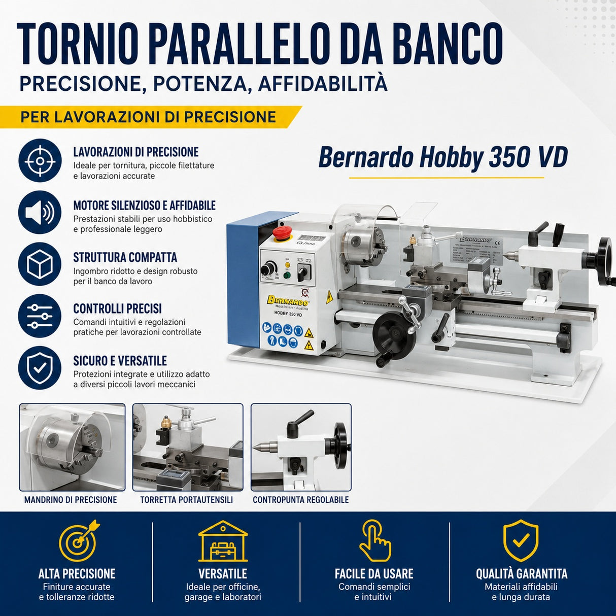 Torno para metal Bernardo Hobby 350 VD