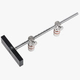 
UJK Parf Repeat Stop – fermo di ripetizione in acciaio inox con barra scorrevole scala 0–96 mm, 2 perni di fissaggio con fascia arancione a basso profilo e corpo di arresto in alluminio nero con logo UJK